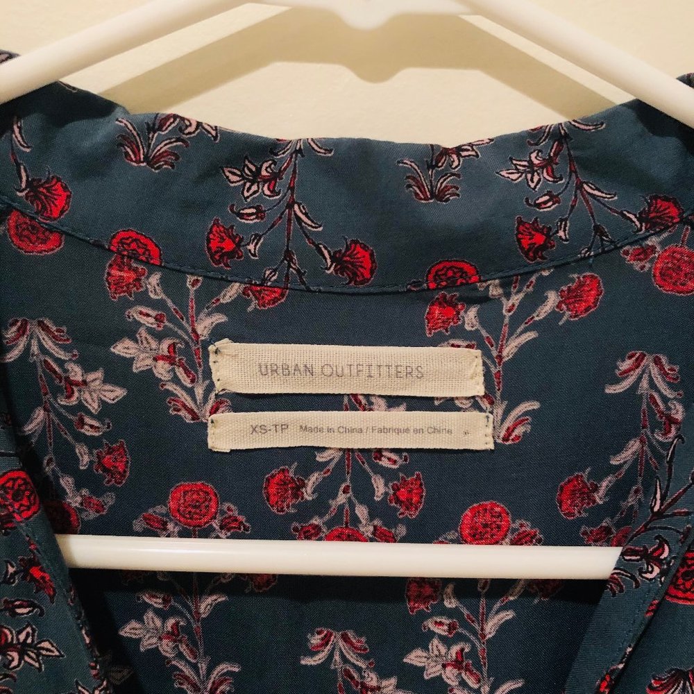 Uo Teal Button Down Romper (Xsmall) - image 4